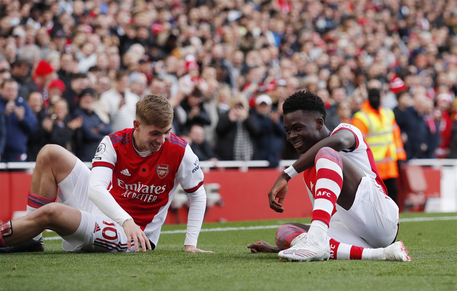 Arsenal's Bukayo Saka and Emile Smith Rowe
