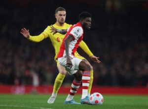 Thomas-Partey-in-Premier-League-action-for-Arsenal-against-Liverpool-at-the-Emirates
