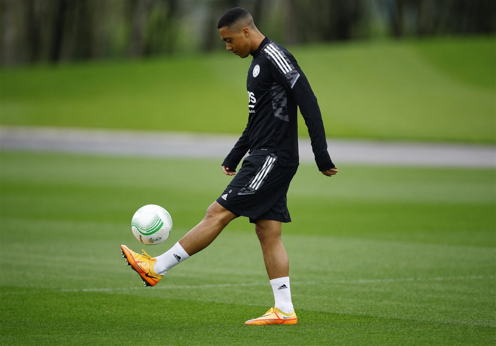 Youri-Tielemans-in-Leicester-City-training-ahead-of-Europa-Conference-League-semi-final-tie-with-AS-Roma